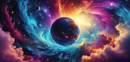 Planet in space. Science fiction wallpaper. Beauty of deep space.の素材