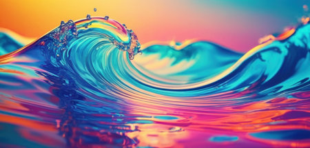 Water splash close-up. Colorful background. 3d renderingの素材