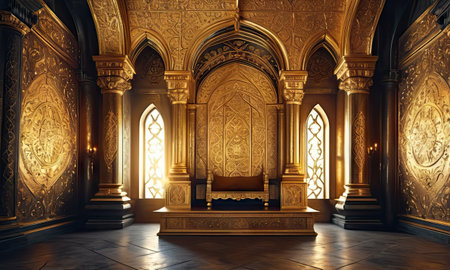 Luxury interior of the royal palace. 3D rendering.の素材