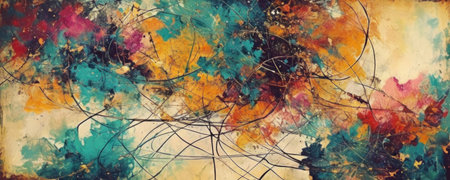 Abstract grunge background with watercolor splashes and drops of paintの素材