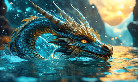 3D rendering of a fantasy dragon isolated on white background with clipping pathの素材