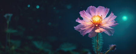 Beautiful pink flower on a dark background. Selective focus.の素材