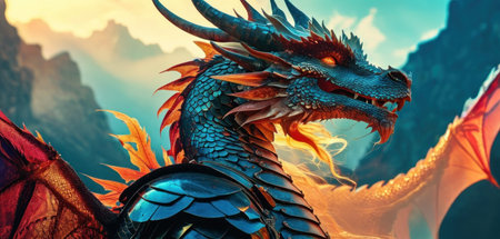 Dragon in the fantasy world. 3D illustration. 3D CG. High resolution.の素材
