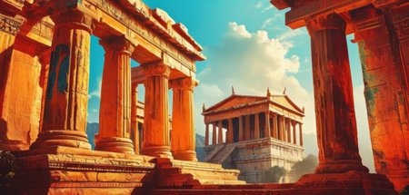 Temple of Hephaestus in Agrigento, Sicily, Italyの素材