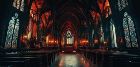 Interior view of St. Vitus Cathedral in Prague, Czech Republicの素材
