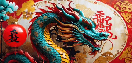 Dragon statue on the wall in chinese temple, closeup of photoの素材