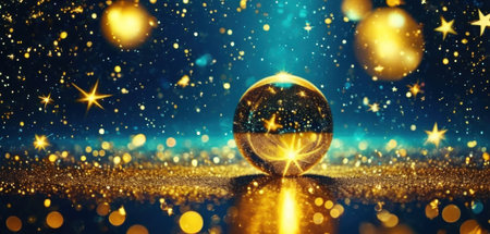 Christmas and New Year's background with golden balls. 3d renderingの素材