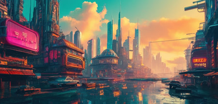 Shanghai skyline in the evening, China. 3d renderingの素材