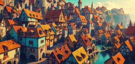 Cityscape of Rothenburg ob der Tauber, Germany.の素材