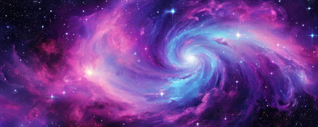Cosmic space, stars and galaxies in outer space. Science fiction wallpaper.の素材