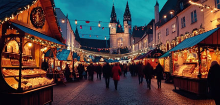 Christmas market in old town of Prague, Czech Republicの素材