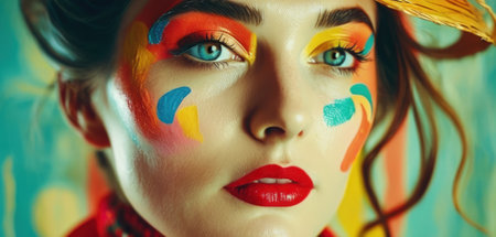 Close-up portrait of beautiful girl with creative make-up.の素材