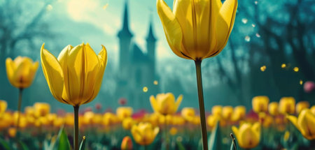 Tulip. Beautiful bouquet of tulips. colorful tulips. tulips in spring,colourful tulipの素材