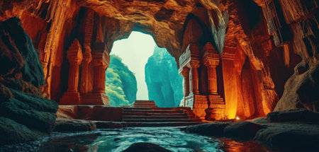 The entrance of the ancient city of Petra, Jordan. 3d renderingの素材