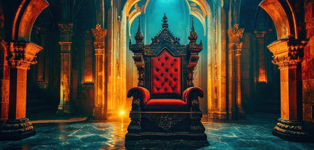 Royal throne in the throne room of a royal palace. 3D renderingの素材