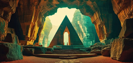 The entrance to the ancient city of Petra in Jordan. 3d renderingの素材