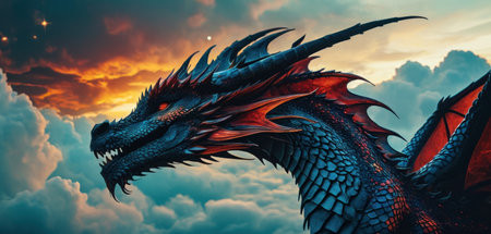 Dragon in the sky. 3D illustration. 3D CG. High resolution.の素材