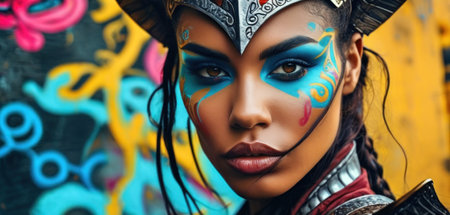 Portrait of a beautiful young woman with fantasy make-up.の素材