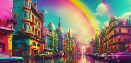 Dublin, Ireland. Panoramic view of the famous old town in Ireland.の素材