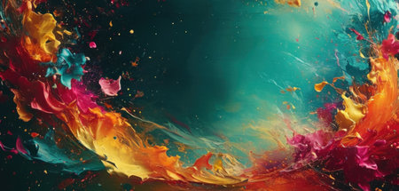 Abstract paint splashes on a black background. 3d rendering, 3d illustration.の素材