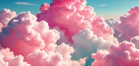 Beautiful cloudscape with blue sky and pink clouds. 3d renderingの素材