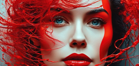 Close-up portrait of a beautiful girl with red hair. Beauty, fashion.の素材