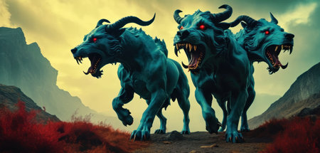 monster on the background of the mountains. 3d rendering, 3d illustration.の素材