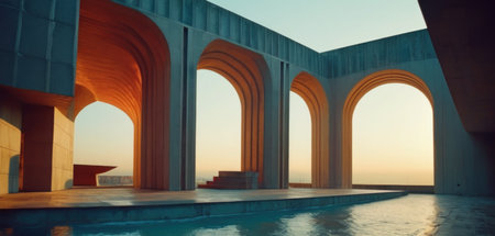 Sunset at the Museum of Islamic Art, Abu Dhabi, UAEの素材