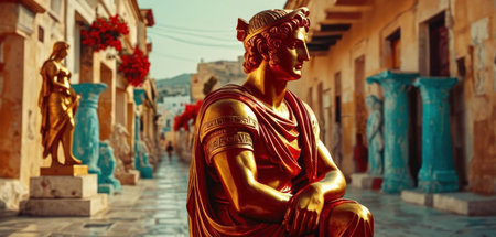 Buddha statue in the old town of Chania, Crete, Greeceの素材