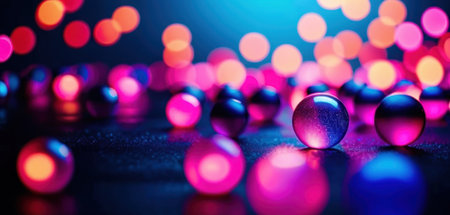 abstract background with bokeh defocused lights and glass ballsの素材