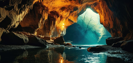 Beautiful view of the cave at night, Krabi, Thailandの素材