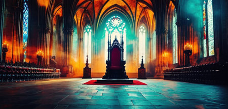 Interior of Notre Dame Cathedral in Paris, France. 3D renderingの素材