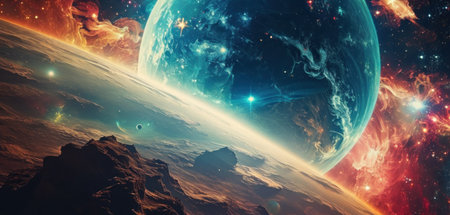 Planets and galaxy, science fiction wallpaper. Beauty of deep space.の素材