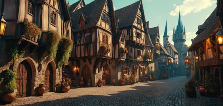 Street with old houses in the old town of Strasbourg, Franceの素材
