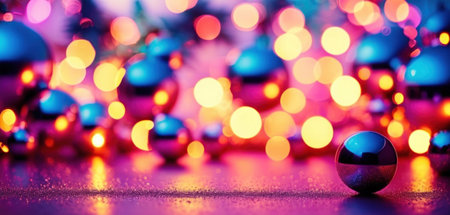 Christmas and New Year background. Festive bokeh defocused lightsの素材