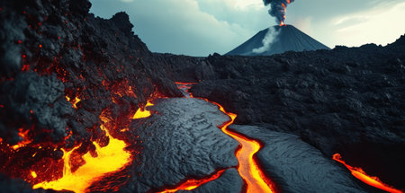 Volcano eruption. 3D illustration. 3D CG. High resolution.の素材