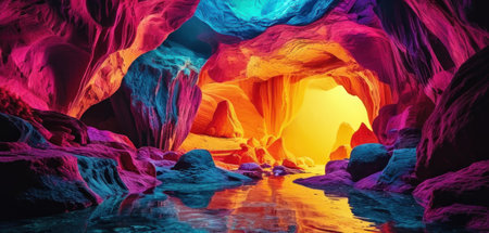 Fantastic colorful cave in the desert. 3D Renderingの素材