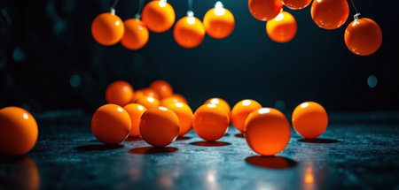 Orange Easter eggs on a dark background. Shallow depth of field.の素材