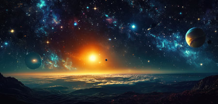 Planets and galaxy, science fiction wallpaper. Beauty of deep space.の素材