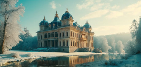 Palace Belvedere in winter, Pavlovsk, Russiaの素材