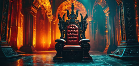 Royal throne in the throne room of the royal palace. 3d renderingの素材