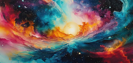 Cosmic space and stars, color cosmic abstract background. 3D illustrationの素材