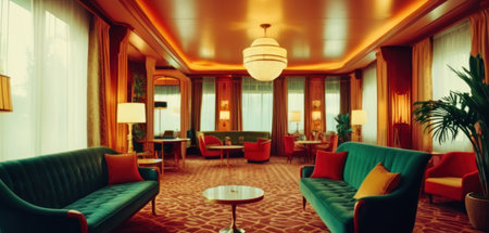 Interior of a hotel room with sofas and armchairsの素材