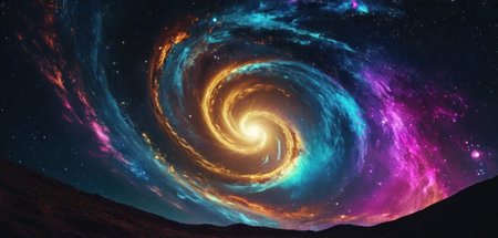 Fantastic space landscape with stars and nebula. 3d renderingの素材