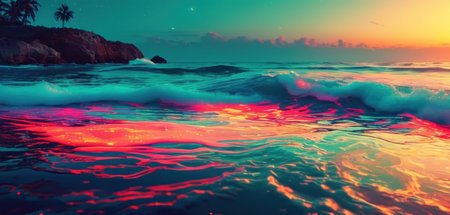 Beautiful sunset over the sea. Colorful sunset over the sea.の素材