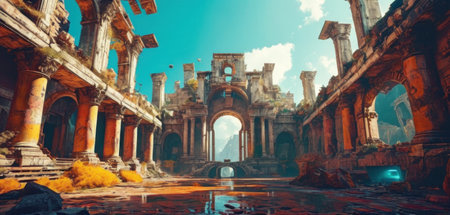 Ruins of ancient city, 3d rendering. Computer digital drawing.の素材