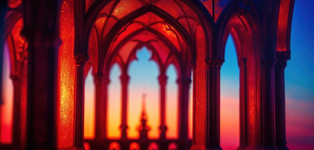 Sunset in the cloister of Notre Dame de Paris, Franceの素材