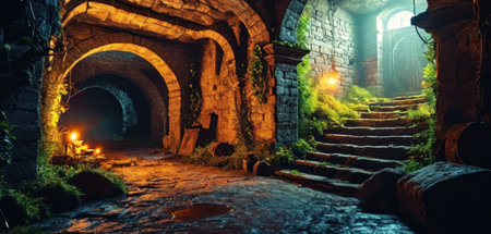 Mysterious and mysterious old castle at night. 3D renderingの素材