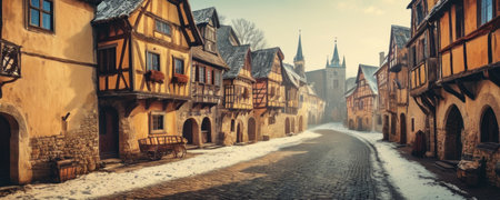 Old town of Riquewihr in Alsace, Franceの素材