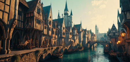 Panoramic view of Old Town in Strasbourg, Alsace, Franceの素材